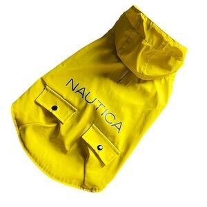Nautica Dog Raincoat size medium. With snap back hood